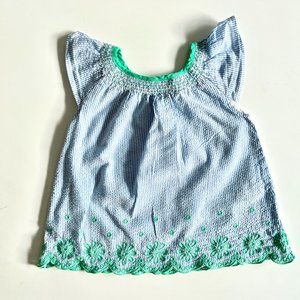 Excellent Condition Mini Boden Seersucker Blouse Girls 2-3T